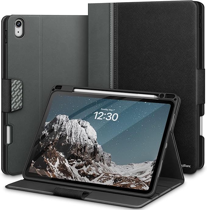 KingBlanc for iPad Air 13-inch Case (M4 2026/M3 2025/M2 2024) with Pencil Holder PU Leather Durable Protective Stand Cover Auto Wake/Sleep Multi-Angle for Viewing/Typing Magnetic Clasp Black