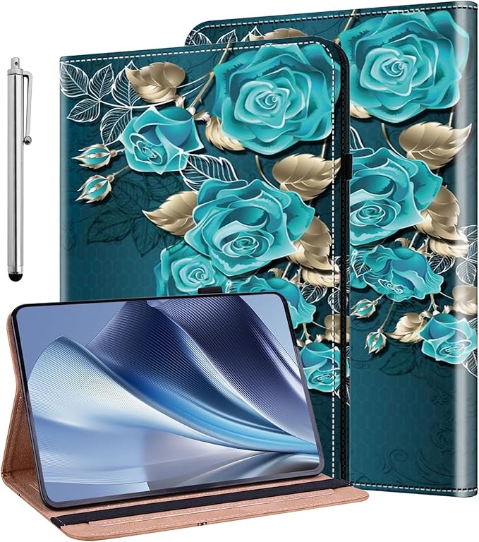 ALILANG Case for Kindle Fire HD 10 &amp 10 Plus Tablet (13th/11th Generation 2023/2021 Release) 10.1 Shockproof Folding Stand Cover for Amazon Fire Hd 10 Tablet Case-Blue Rose