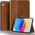 Gexmil Leather Case for iPad (A16) 11th Generation 11 Inch 2025 iPad 10th Generation 10.9 Inch 2022Protective Top Grain Leather Cover Support Auto Sleep/WakeAnti SlipYellow Brown