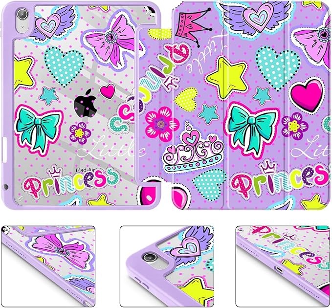 Case for iPad Air 11'' (M4 2026/M3 2025/M2 2024)/ iPad Air 10.9'' Air 5th /4th Gen Shockproof Cover with Clear Back Shell &amp Penceil Holder Auto Wake/Sleep Stand Cover Girlis Pink Pattern
