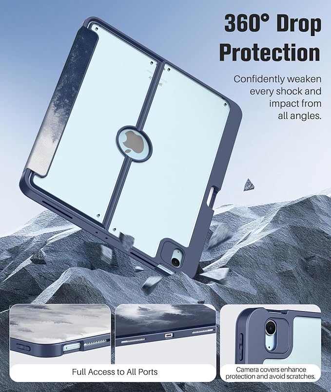 MoKo for iPad Air 13-Inch Case (M4/M3/M2) 2026/2025/2024 with Pencil Holder Heavy Duty 13 Inch iPad Air Case with Screen Protector Clear Back Lens Protector Multi-angle Magnetic Stand Gray Forest