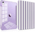 TWOLSKOO Sparkly Case for iPad Pro 11 inch (M5 2025 / M4 2024) Glitter Hard Acrylic Back with Pencil Holder Slim Trifold Stand Folio Cover Auto Sleep/Wake Purple Stripes