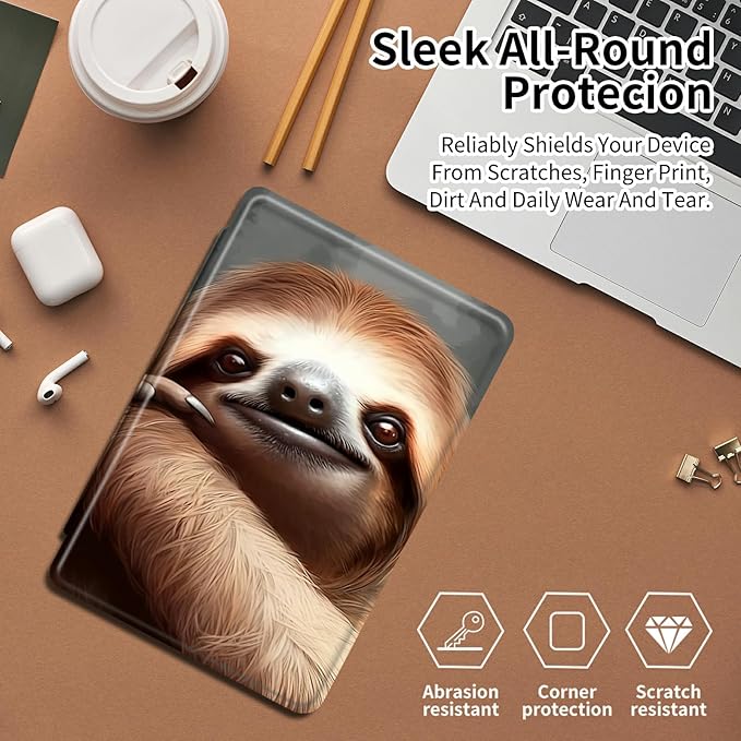 Case for Samsung Galaxy Tab S10 Ultra (2024 Release) / S9 Ultra (2023 Release) 14.6 Cute Sloth Theme 360 Degree Rotating Stand Smart Protective Cover for Samsung S10 Ultra Tablet