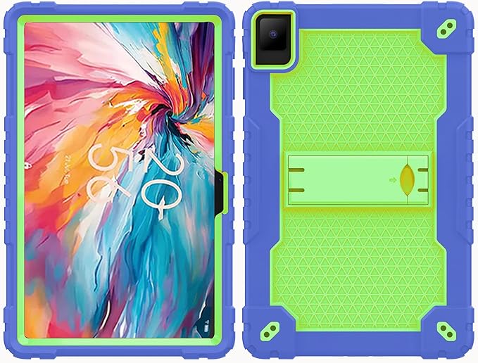 for TCL TAB 10 NXTPAPER 5G 10.4 Inch Tablet case Hybrid Shockproof Silicone Gel Protective Cover with Kickstand for TCL TAB 10 NXTPAPER 5G 10.4 Inch 2025 (9199S) (Navy/Green+2 PCS Glass)