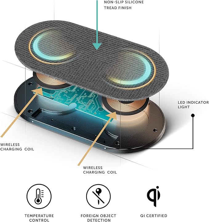 NATIVE UNION Drop XL Wireless Charger – 10W Multi-Device Fast Charging Pad Compatible with iPhone &amp Qi Compatible Devices(Adapter for US China and Australia Included)