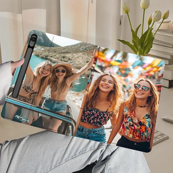 Custom Photo Personalized Flip Case for Samsung Galaxy Tab S9 FE 11 inch(2023)Model Code: SM-X510/X516B Samsung Galaxy Tablet Customized Picture Text Leather Stand Cover Protective Case