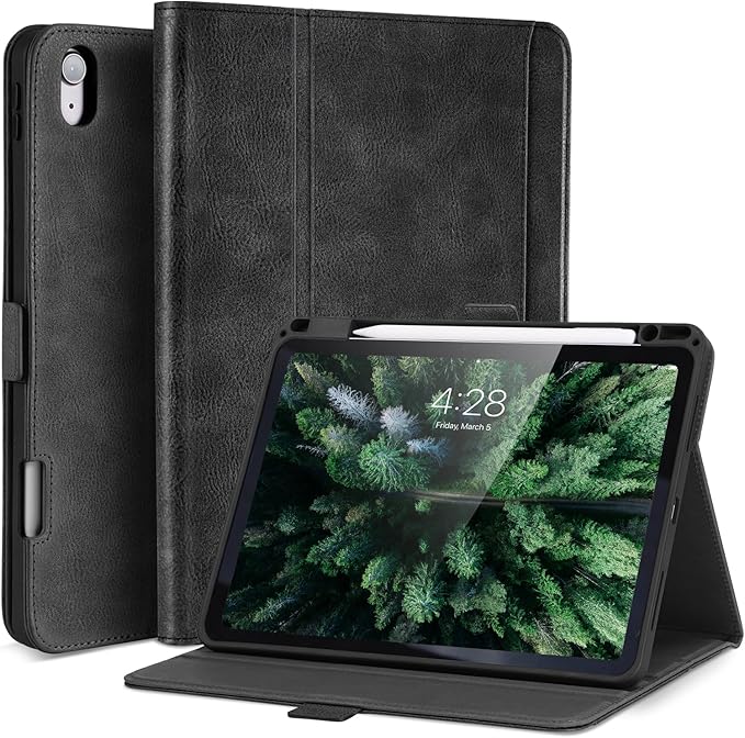 Case for iPad Air 11 Inch M4/M3/M2 (2026/2025/2024)iPad Air 5th/4th Generation 10.9'' Folio Cover with Pencil Holder PocketMagnetic ClosureMulti Angles StandAuto Sleep/WakeBlack