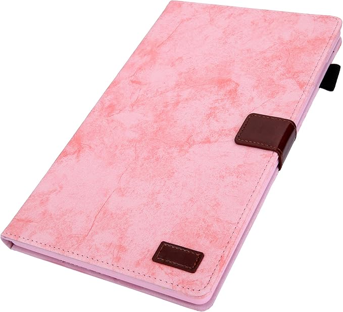 Folding Case for Amazon Fire HD 10 9th/7th/5th Gen Techcircle Smart Flip [Wake/Sleep] Solid PU Leather Protective Cover for All-New Kindle Fire HD 10.1 inch Tablet 2019/2017/2015 Release Pink