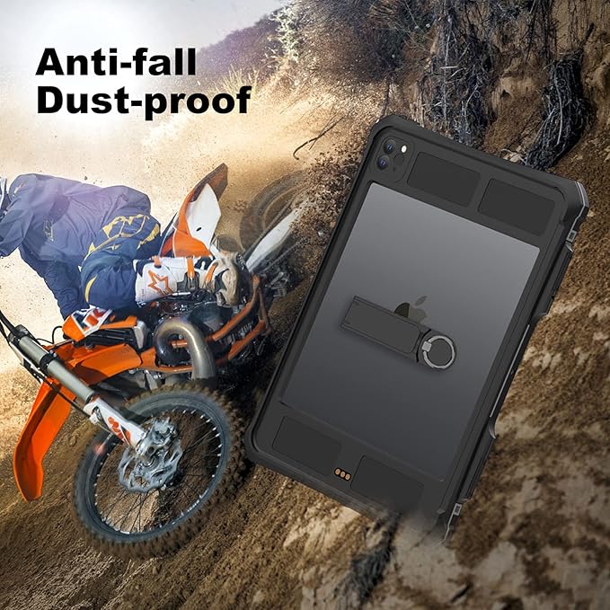 ShellBox Case New iPad Pro 11 inch 2022&amp2021&amp2020 Waterproof Case Full-Body Heavy Duty Shockproof Protective Cover with Kickstand Built-in Screen Protector Pencil Holder Shoulder Strap