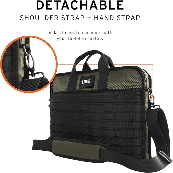 URBAN ARMOR GEAR UAG Tactical 14-inch Slim Brief fits Most Devices up to 13-inch to 14-inch Rugged Protective Slim Secure Laptop Tablet Carrying Bag with Shoulder Strap Olive