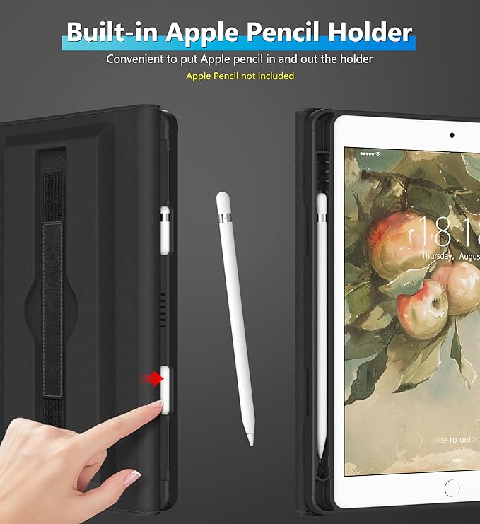 DTTO Rotating Case for iPad 9th/8th/7th Generation 10.2 Inch 2021/2020/2019 360 Degree Swiveling Premium Leather Folio Stand Cover with Pencil Holder - Auto Wake/Sleep and Hand Strap Black Brown