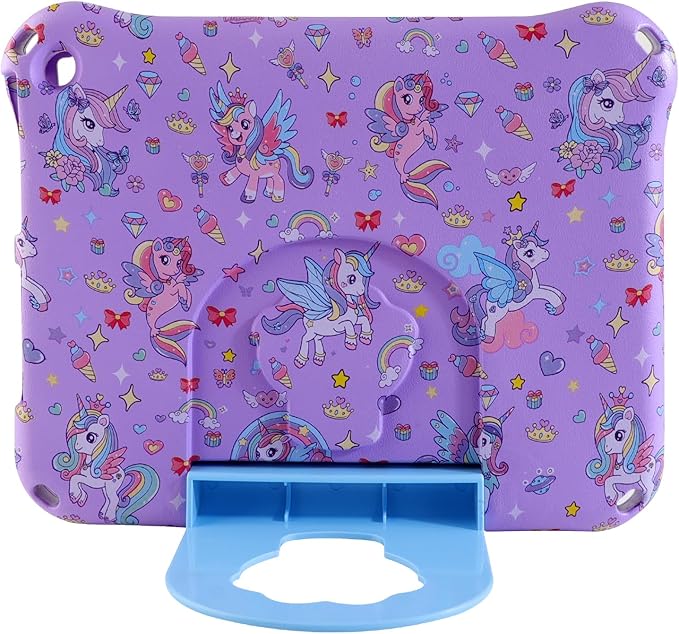Kindle Fire HD 8 Tablet Case for Kids Boy GirlCute Unicorn Fire HD 8 10th 12th Gen 2020 2022 2024 Light EVA Foam Shockproof Kid-Proof Kid-Friendly Case with Stand Handle Kids Gift (Purple)