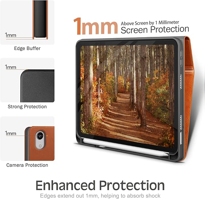 KingBlanc for iPad mini 7 (A17 Pro) Case iPad mini 7th/6th Generation Case (2024/2021 8.3-inch) with Pencil Holder PU Leather Stand Cover Auto Sleep/Wake Multi-Angle for Viewing/Typing Brown
