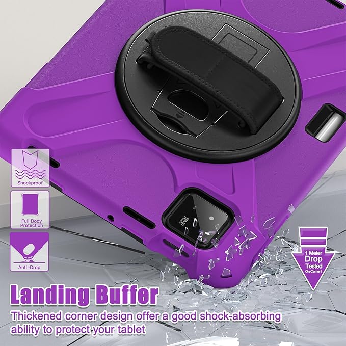 for Xiaomi Mi Pad 7/7 Pro Case 11.2 Shockproof Cover with 360 Rotate Stand Hand/Shoulder Strap Pencil Holder Purple