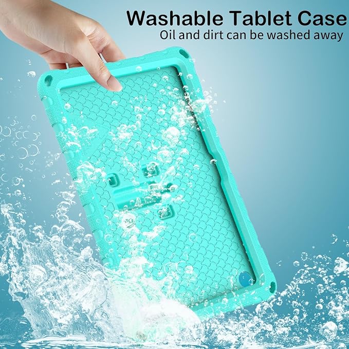 Kids Case Compatible with Kindle Fire HD 10 Tablet (13th/11th Generation 2023/2021 Release) Lightweight Shockproof Case EVA Foam Cover with Shoulder Strap &amp Stand Cover for Boys Girls(Green)