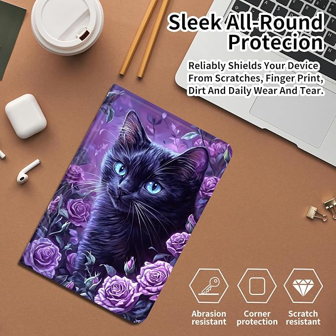 Black Cat Purple Roses