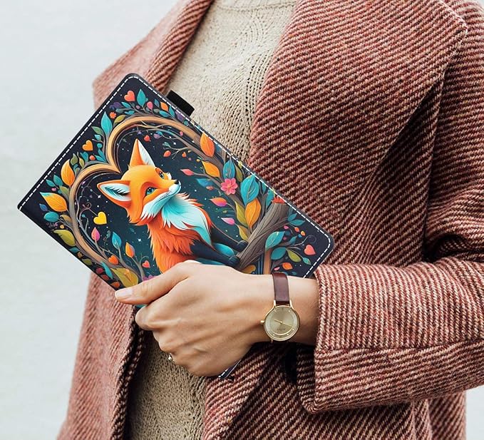 Case for Amazon Fire HD 10/HD 10 Plus Tablet 10.1 (13th/11th Generation 2023/2021 Release) Slim PU Leather Cover with Card Slot &amp Auto Wake/Sleep - Fox