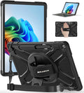 BRAECNstock Case for Microsoft Surface Pro 12 inch 1st Edition 2025 Rugged Protective with Rotating Hand Strap &amp Stand Shoulder Strap Pencil Holder Compatible with Type Cover Keyboard Black
