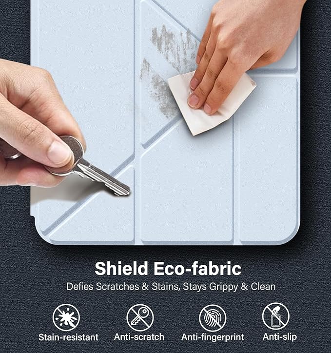 JKSML Case for iPad (A16) 11th/10th Gen with 8+ Viewing Angles DIY Detachable Sliding Cover Fully Clear Hard Back Shell Solid Y-fold Stand Pencil Holder for iPad 10.9 (2022)/ 11 (2025)-Blue-1