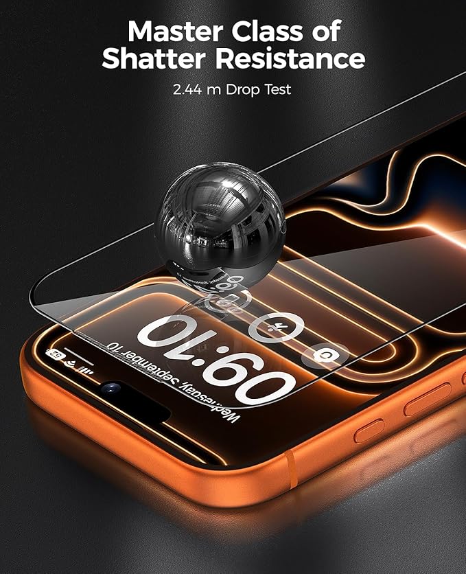 BENKS GlassWarrior AR Screen Protector for iPhone 17 Pro Max 6.9 inch 3D Curved Full Coverage Tempered Glass Superior Scratch Resistance Anti-Reflective Tempered Glass Screen Protector