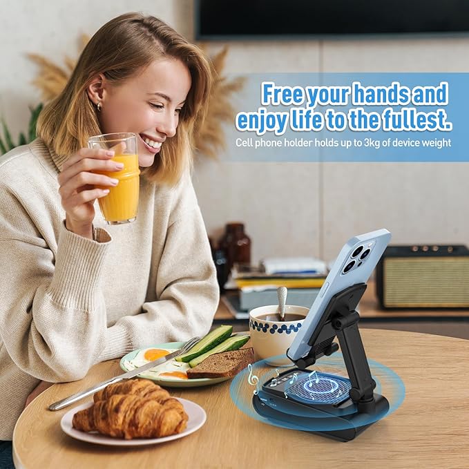 Birthday Gifts for Men Him Cell Phone Stand with Wireless Bluetooth Speaker and Charging Function 360° Rotable Angle Adjustable Unique Mens Gifts for Dad Husband Boyfriend Cool Gadgets for Men