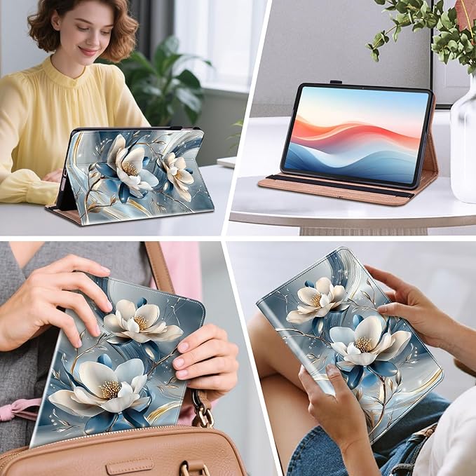 Case for Amazon Fire Max 11 Tablet (13th Generation 2023 Release)Cover with Multi-Angle Stand and Pen HolderMetal Flower