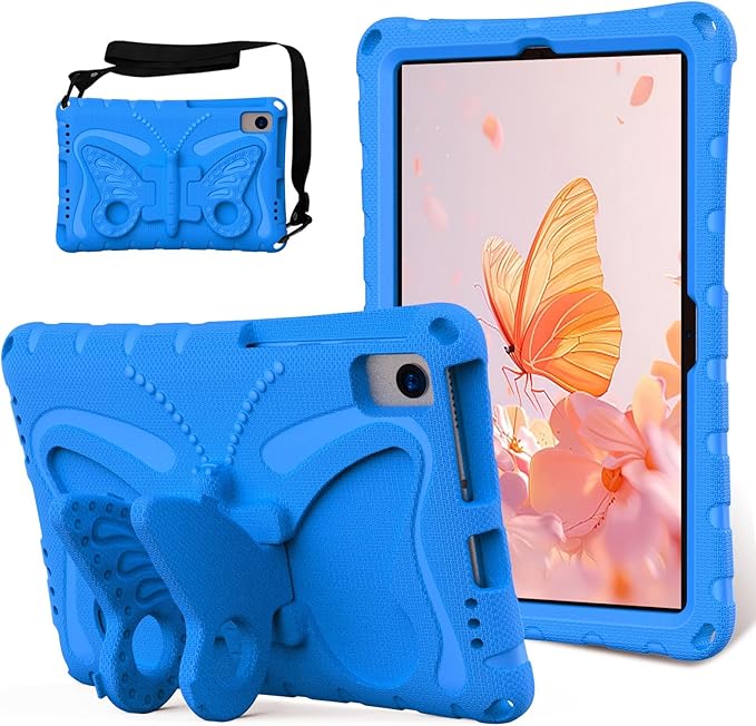 YEMENGHUA Heavy Duty Protection Compatible with Samsung Galaxy Tab S5e 10.5 (2019) SM-T720Lightweight EVA Kid Friendly Shockproof Protective CaseShoulder Strap Case Butterfly Kids Case(Blue)