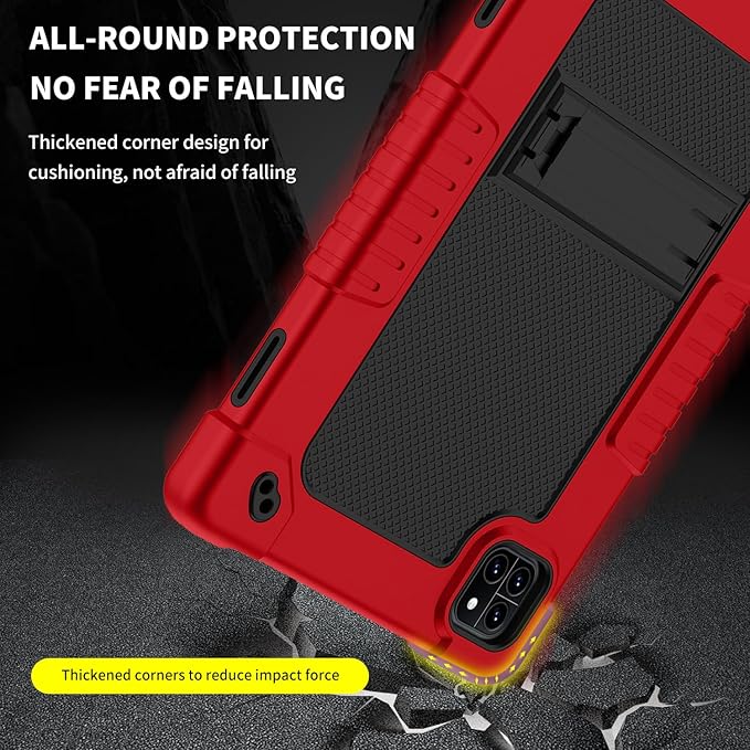 for Callsky-Tab Cpad 10 / Callsky-Tab Ctab 10 10.1 inch Tablet Case Kids Shockproof Cover with Kickstand Shoulder Strap and 2 Pcs Tempered Glass Screen Protector (RedBlack+2Pcs)
