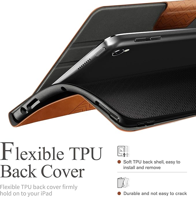 auaua Case for iPad Air 3rd Generation 2019 / iPad Pro 10.5 2017 with Built-in Pencil Holder Auto Sleep/Wake Adjustable Angle Vegan Leather (Brown)