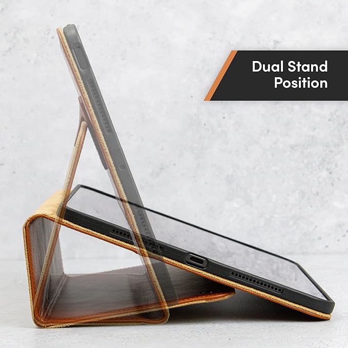Casemade Real Leather Case Compatible with iPad Pro 13” M5 (2025)/M4 (2024) - Full-Grain Leather Cover Auto Sleep/Wake Dual Stand Position (Tan)