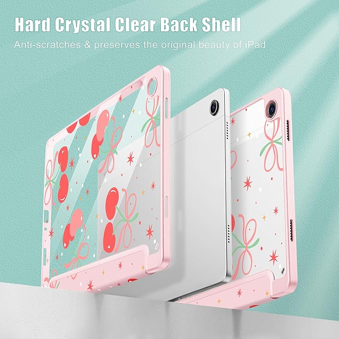 Tuiklol for Samsung Galaxy Tab A9+ Tablet 11” / A9+ Plus 2024 2023Buit-in S-Pen Holder with Clear Protective Cover Transparent Back Shell Auto Wake/Sleep Samsung Tab A9 Plus CoverEtro Cherry