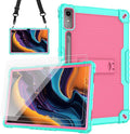 Shockproof Hybrid Kids Case for Lenovo Tab P12/Xiaoxin Pad Pro 12.7 Inches Tablet With Screen Protector (TB370FU/TB371FC) - Green/Pink/2 PCS