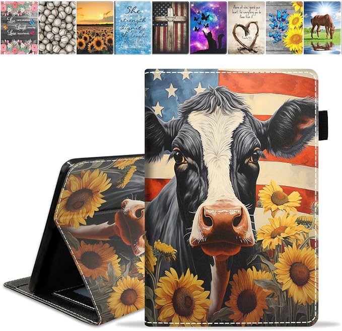 American Flag Cow and Sunflower