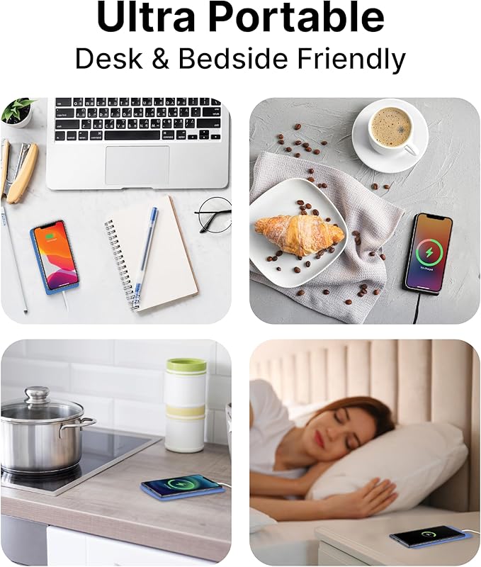 IJS Ultra Slim Wireless Charger Up to 15W Max Fast Charging Pad Compatible for Apple Samsung Devices Smart Phone Charger - Adapter Not Included