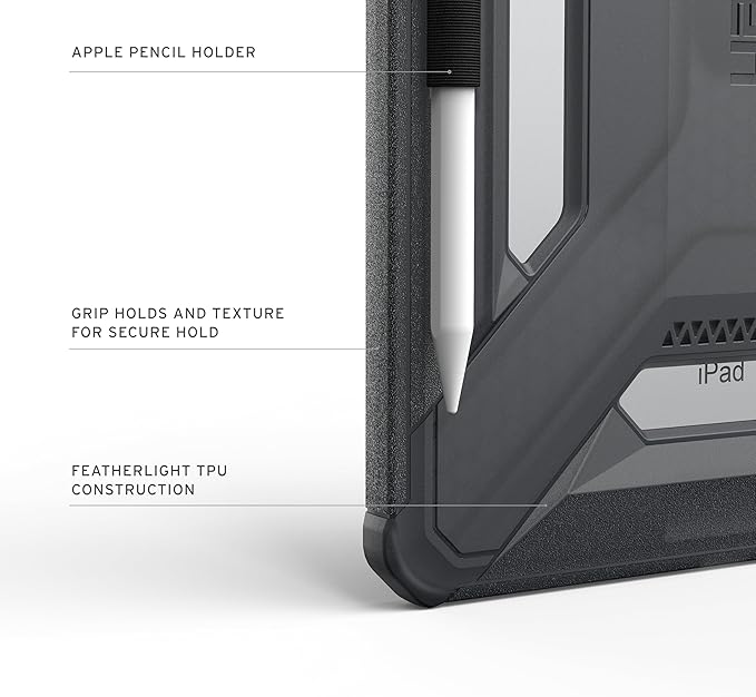URBAN ARMOR GEAR UAG Designed for iPad A16 Case Fits 11 11th Gen 2025 10.9 10th Gen 2022 (A3354 A3355) Scout LT - Secure Grip Kids Family Friendly Military Grade Drop Protection Cover Ash