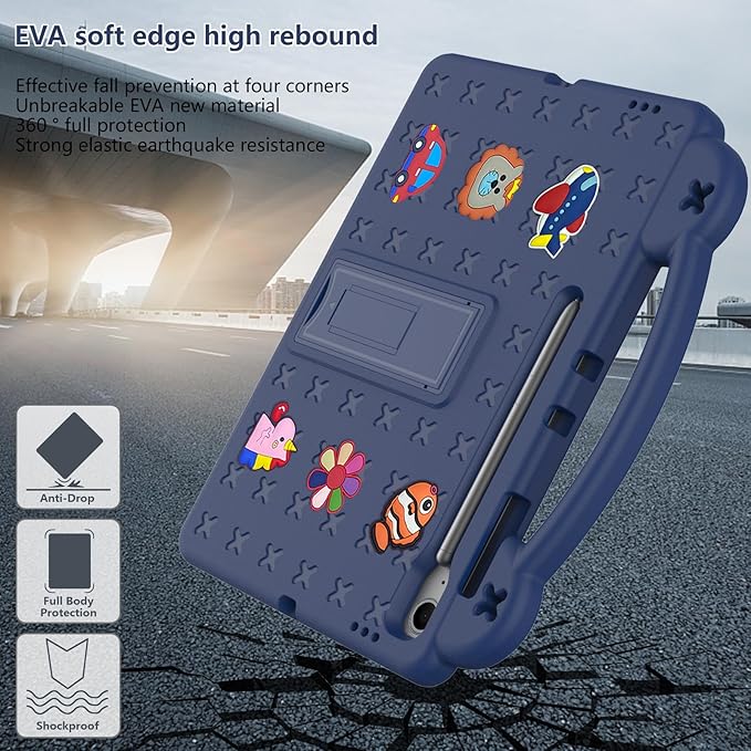 Compatible with Samsung Galaxy Tab S10 Lite 2025 10.9 inch Tablet Case Kids Friendly Universal Lightweight Shockproof Protective Case with Shoulder Strap &amp Stand Handle Navy Blue