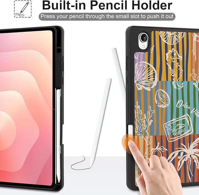 DONGKE Case for Samsung Galaxy Tab S11 5G 11 2025 Model (SM-X730/X736B) Slim Lightweight Trifold Stand Cover with S Pen Holder Auto Sleep/Wake Soft TPU Shockproof Back Summer Holiday
