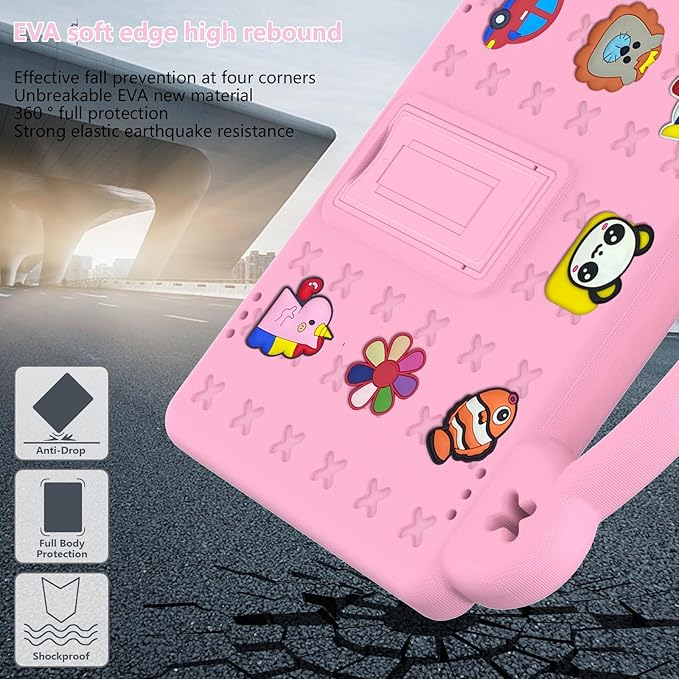 Compatible with ONN 10.1(GEN3) 2022(1000071485)/Fire HD 10 Plus(2021/2023)/Amazon Fire HD 10(2021/2023) Tablet Case Kids Case with Shoulder Strap &amp Stand Handle for Girl Kid Gift Pink