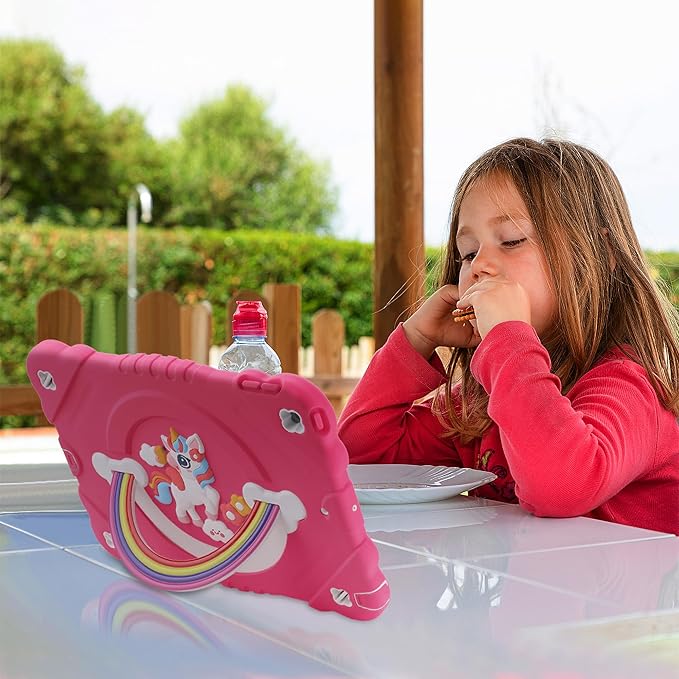 XZC Case for iPad 9th/8th/7th Generation 2021/2020/2019(10.2 inch) Unicorn Cute Cover Heavy Duty Shockproof Protective Case with Built-in Stand Strap for Kids Girls Women (Rose)