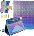 Dteck for iPad 9th/8th/7th Generation Case 10.2Luxury Sparkle PU Leather Kickstand Case with Pencil Holder Shoulder Hand Strap Card Slots Shockproof Protective Magnetic Pocket Wallet CaseDarkblue