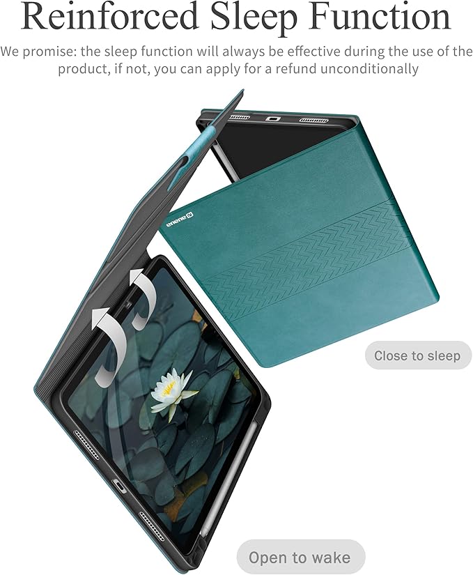 auaua Case for iPad Air 11 Inch M4/M3/M2 (2026/2025/2024) iPad Air 5th/4th Generation (2022/2020) with Pencil Holder Auto Sleep/Wake Adjustable Angle (Green)