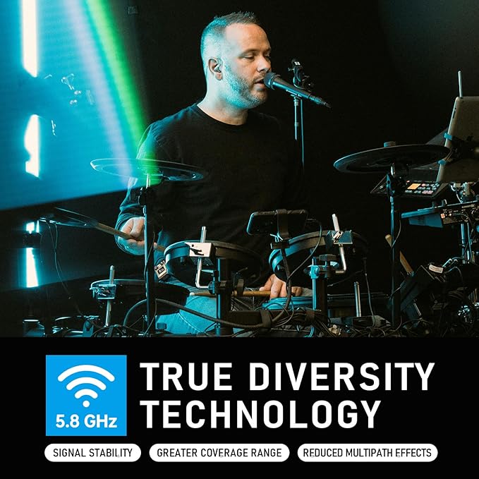 Xvive U45T9 Wireless in Ear Monitor System 5.8ghz with T9 2BA Drivers IEM Earphone IEM System Transmitter and Bodypack Receiver for Studio Band Rehearsal Live Performance Channel Scan Mode