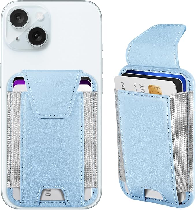 Miroddi for MagSafe Wallet with Privacy Flap Strongest Magnetic Card Holder for iPhone 17 iPhone 16/15/14/13/12 Series Leather Magnetic Phone Wallet RFID Blocking Fit 7 Cards White Ice