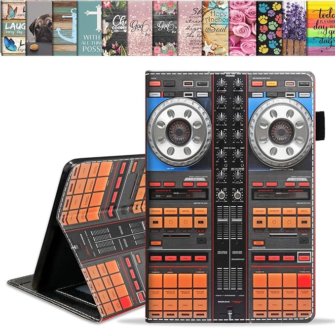 Case for All-New Amazon Fire HD 10 &amp 10 Plus Tablet 10.1 (13th/11th Generation 2023/2021 Release) Slim PU Leather Stand Cover with Card Slot &amp Auto Wake/Sleep DJ Mixer Deck Controller