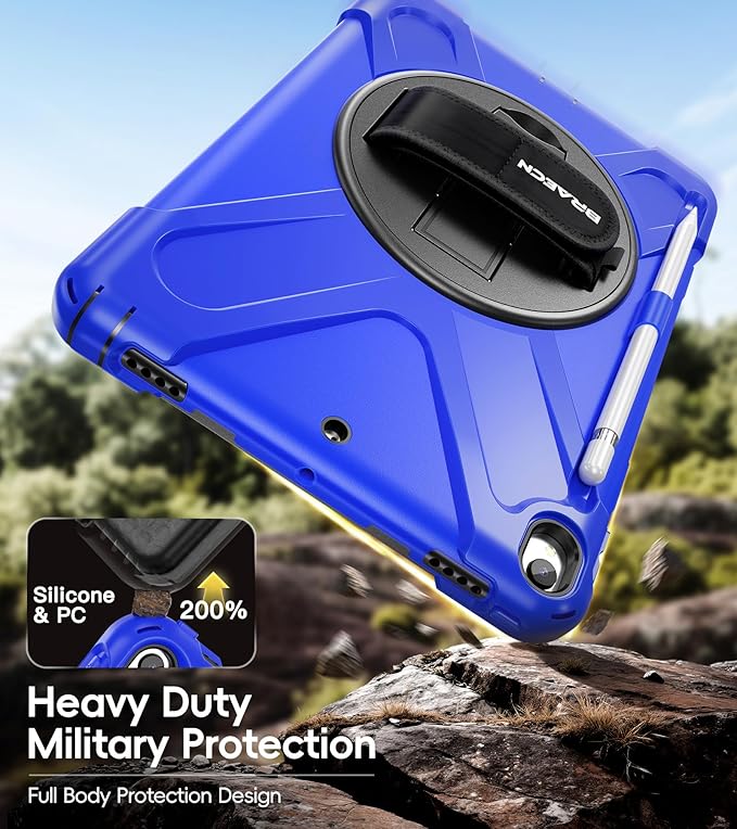 BRAECN Case for iPad Air 3rd Generation 2019 / iPad Pro 10.5 inch 2017 Rugged Heavy Duty Shockproof Cover with Pencil Holder 360° Rotating Kickstand &amp Adjustable Hand Strap &amp Shoulder Strap