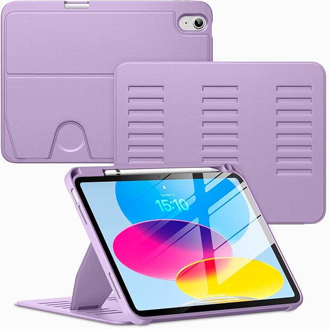 VIKESI Case for iPad (A16) 11-inch 2025 and iPad 10th/11th Generation 10.9 Inch 2022Multiple Angles Magnetic Stand CoverShockproof BackPencil Holderand Auto Sleep/WakeLilac
