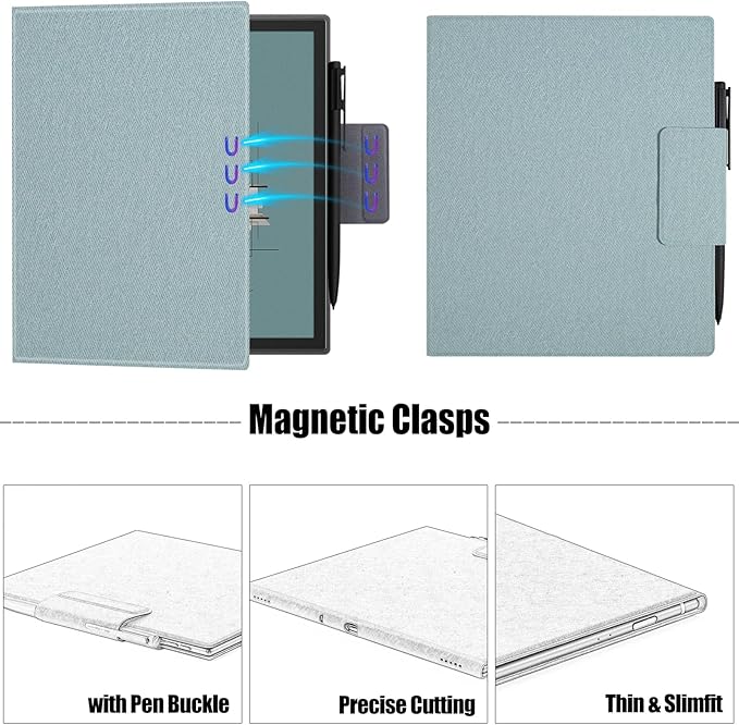 BOZHUORUI Magnetic Case for Boox Note Air 5 C Tablet ePaper (10.32025 Released) | Pen Buckle Design | with Auto Sleep/Wake | Thin &amp Light | PU Leather Cover (Sage Green)