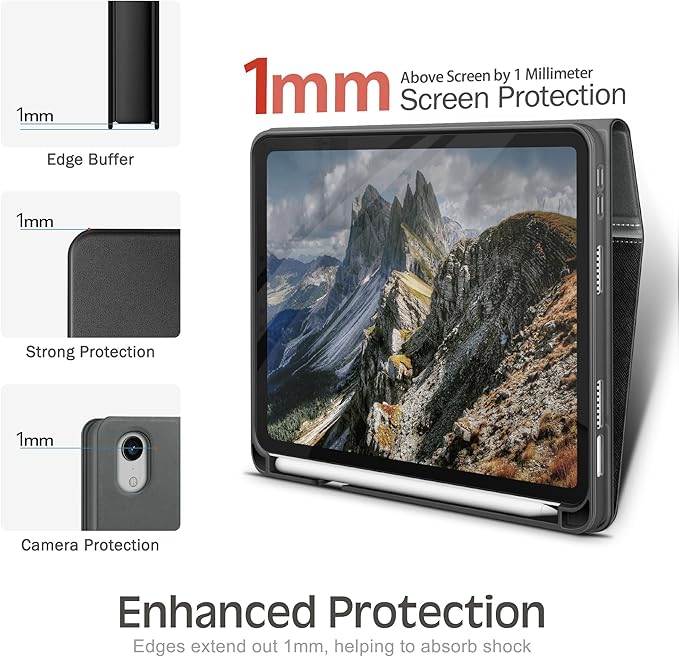 KingBlanc for iPad mini 7 (A17 Pro) Case iPad mini 7th/6th Generation Case (2024/2021 8.3-inch) with Pencil Holder PU Leather Stand Cover Auto Sleep/Wake Multi-Angle for Viewing/Typing Black