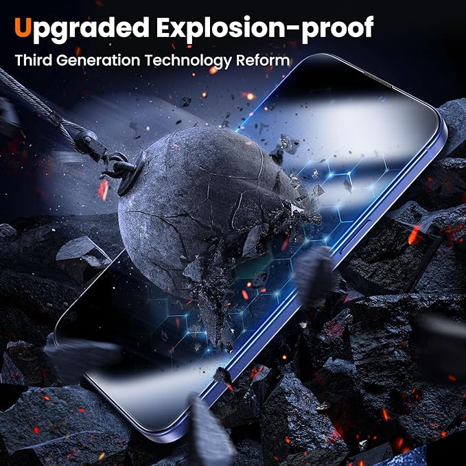 UniqueMe for iPhone 16 Plus Screen Protector - [Military Grade Shatterproof &amp 9H+ Hardness] Screen Protector 16 Plus Tempered Glass Full Coverage Protection Easy Installation 2 Packs