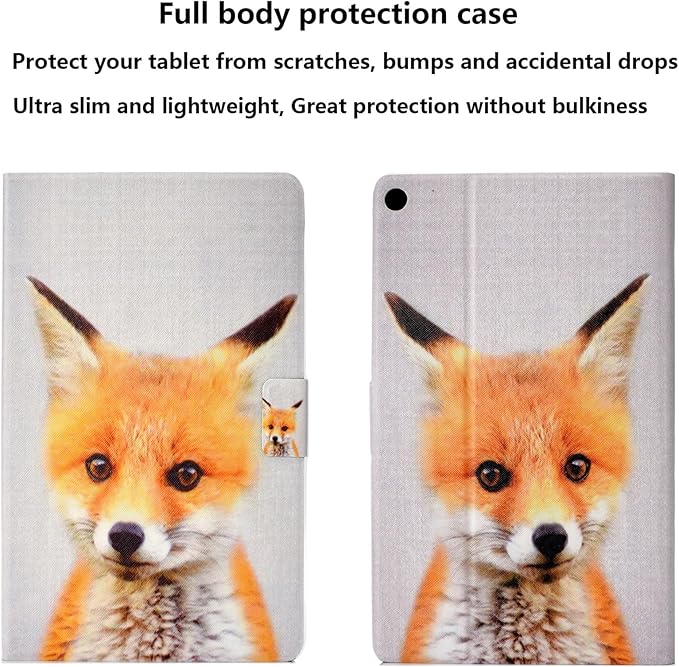 for Amazon Kindle Fire HD 10 Case 9th/7th/5th Generation (2019/2017/2015) 10.1 inch with Card Slots Pockets [Auto Wake/Sleep] Folio Stand PU Leather Smart Magnetic Wallet Cover Yellow Fox